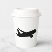 航空機ジェットライナーブラックシルエットへカスタマイズ 紙コップ (裏面)