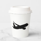航空機ジェットライナーブラックシルエットへカスタマイズ 紙コップ (正面)
