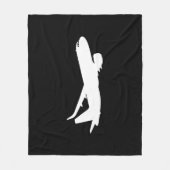 航空機ジェットライナー白シルエットデコ飛んでいるーラ フリースブランケット (正面)
