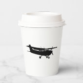 航空機セスナブラックシルエットデコ飛んでいるール 紙コップ (裏面)