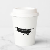 航空機セスナブラックシルエットデコ飛んでいるール 紙コップ (正面)