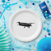 航空機セスナブラックシルエットデ飛んでいるコール ペーパープレート (パーティー)