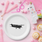 航空機セスナブラックシルエットデ飛んでいるコール ペーパープレート (パーティー)