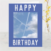 航空機トレイル型枠サルタイヤが空に カード (黄色い花)