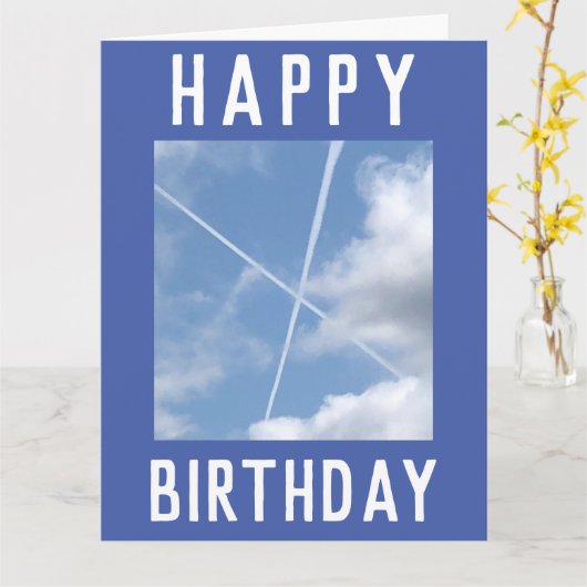 航空機トレイル型枠サルタイヤが空に カード (黄色い花)