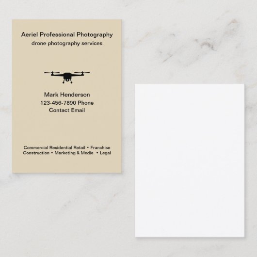 航空機ドローン写真モダン名刺 名刺 (正面/裏面)
