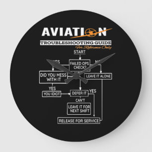 航空機パイロットおもしろいパイロットトラブルシューティングガイド ラージ壁時計