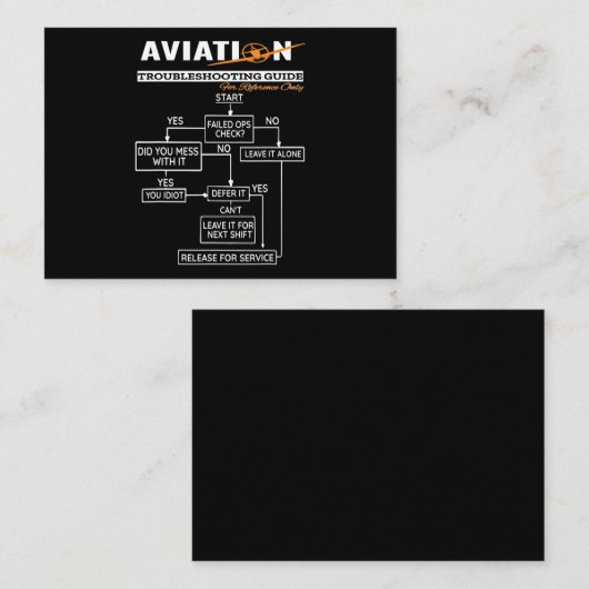 航空機パイロットおもしろいパイロットトラブルシューティングガイド 名刺 (正面/裏面)