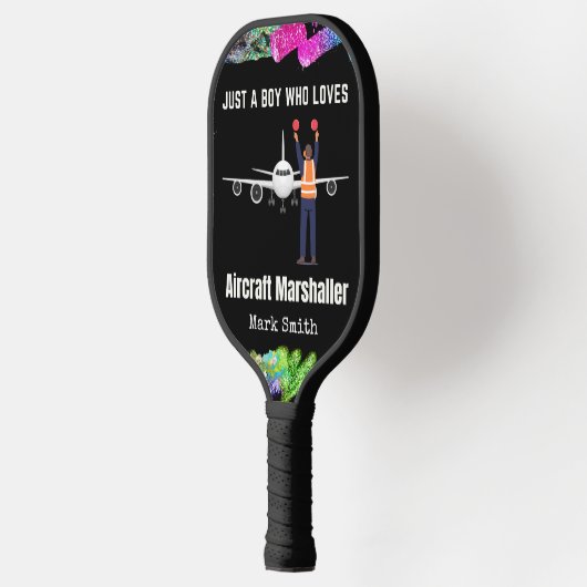 航空機マーシャラーただの男の子おもしろいことわざ引用文 ピックルボールラケット (左)