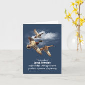 航空機付きマラードアヒルありがとう悔やみや弔慰 カード (黄色い花)