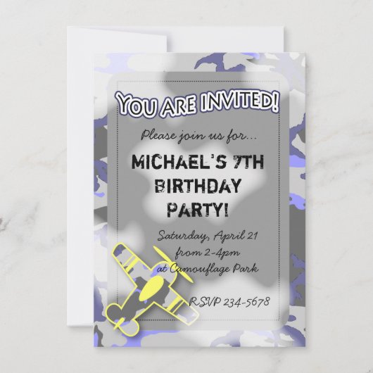 航空機偽装誕生日招待状 招待状 (正面)