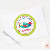 航空機優先ステッカー(男の子誕生日) ラウンドシール (封筒)