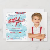 航空機写真誕生日招待状 招待状 (正面)