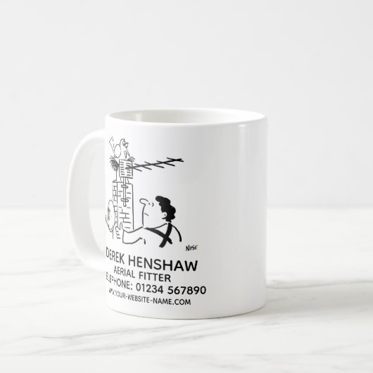 航空機器と衛星ディッシュ機器のプロモーション コーヒーマグカップ (正面左)