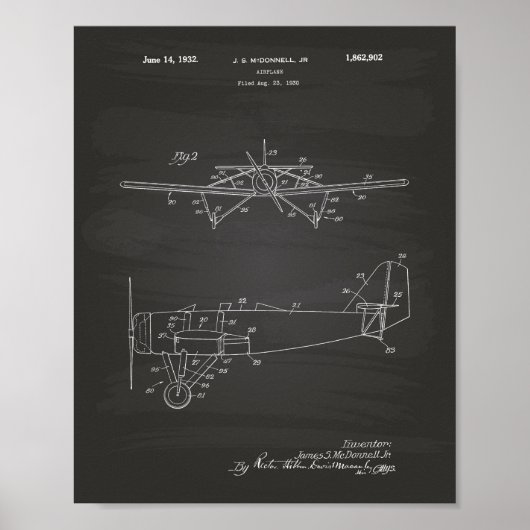 航空機型1932年特許技術シャルボード ポスター (正面)