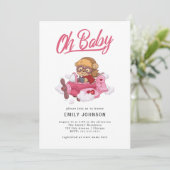 航空機女子ベビーシャワー招待状 招待状 (スタンド正面)