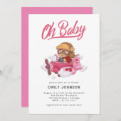 航空機女子ベビーシャワー招待状 招待状 (正面/裏面)