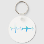 航空機心拍レトロパイロットヴィンテージ周波数 キーホルダー (正面)