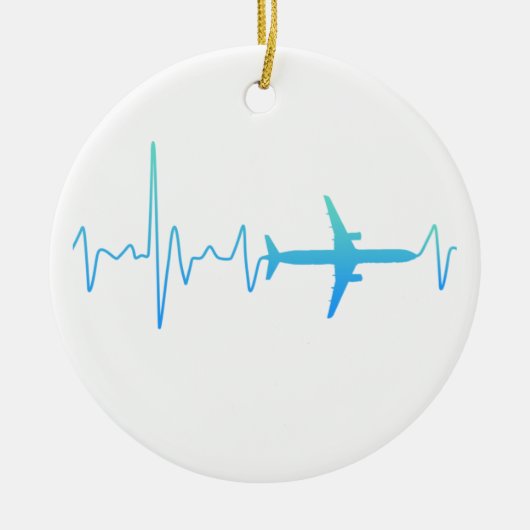 航空機心拍レトロパイロットヴィンテージ周波数 セラミックオーナメント (正面)