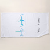 航空機心拍レトロパイロットヴィンテージ周波数 ビーチタオル (正面)