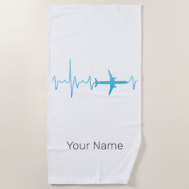 航空機心拍レトロパイロットヴィンテージ周波数 ビーチタオル