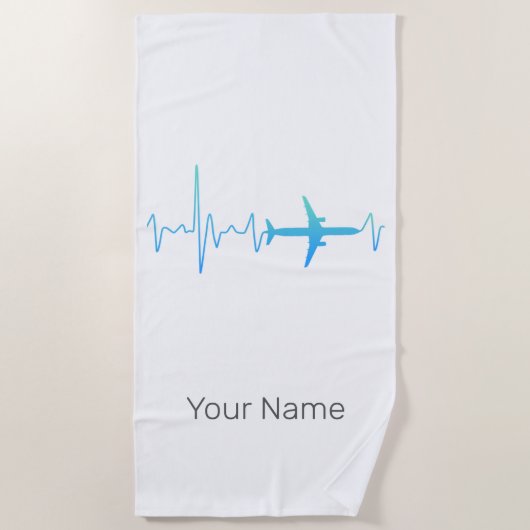 航空機心拍レトロパイロットヴィンテージ周波数 ビーチタオル (正面)