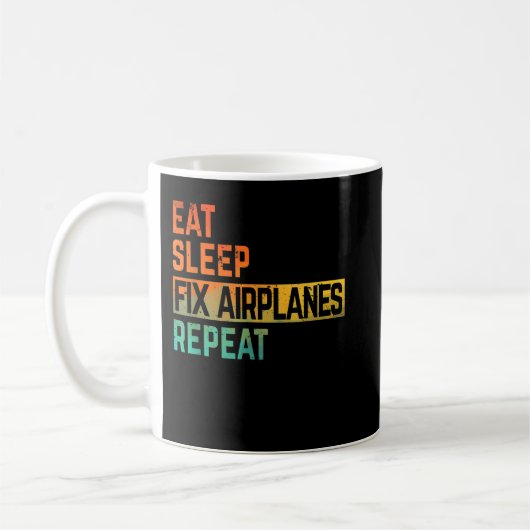 航空機整備士の食べる寝る繰り返す水彩画 コーヒーマグカップ (左)