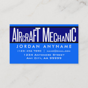 航空機整備士ファンキー文字ブルービジネスカード 名刺