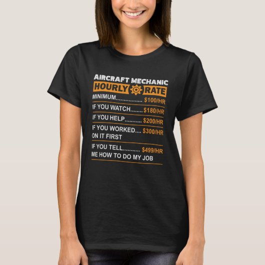 航空機整備士時給サルカスティ Tシャツ (正面)