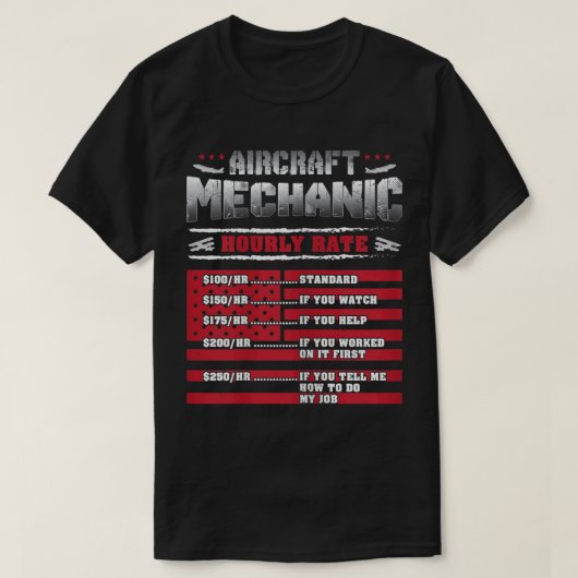 航空機整備士時給整備士 Tシャツ (デザイン正面)