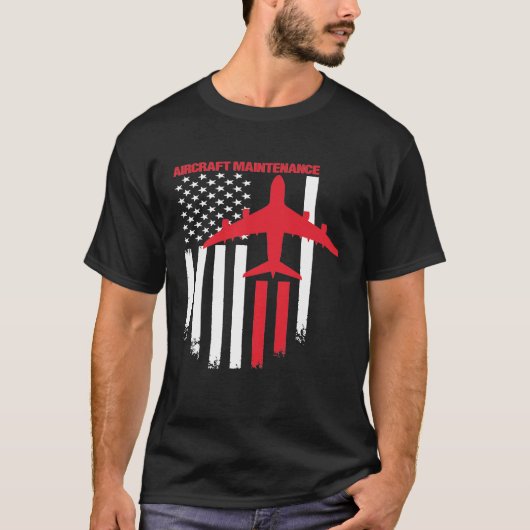 航空機整備士米国国旗の航空技術 Tシャツ (正面)