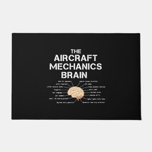 航空機整備士脳おもしろい機ヘリコプター ドアマット (正面)