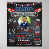 航空機最初の誕生日の黒板のサイン写真 ポスター (正面)