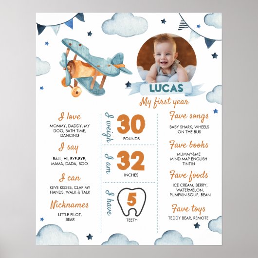 航空機最初の誕生日フォトマイルストーンポスター ポスター (正面)