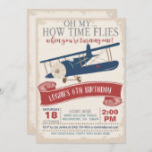 航空機最初の誕生日招待状ボーイ 招待状 (正面/裏面)