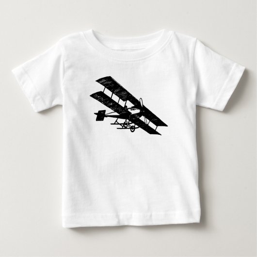航空機機飛んでいる械ベビーロムパー ベビーTシャツ (正面)