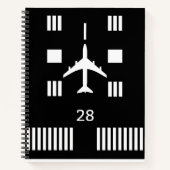航空機滑走路、おもしろい航空による離陸 ノートブック (正面)