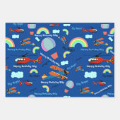 航空機熱気球ボーイズネーム追加誕生日3 ラッピングペーパーシート (正面2)