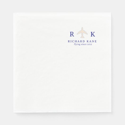 航空機用イニシャルパイロットロゴ スタンダードランチョンナプキン (正面)