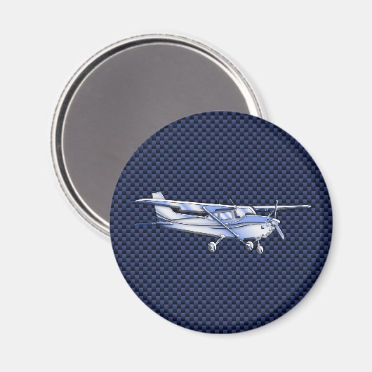 航空機用クラシッククロムセスナ飛んでいる炭素繊維 マグネット (正面/裏面)