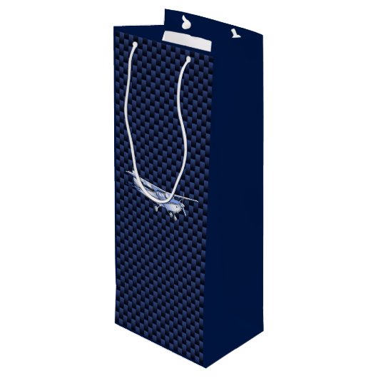 航空機用クラシッククロムセスナ飛んでいる炭素繊維 ワインギフトバッグ (裏面アングル)