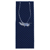 航空機用クラシッククロムセスナ飛んでいる炭素繊維 ワインギフトバッグ (裏面)