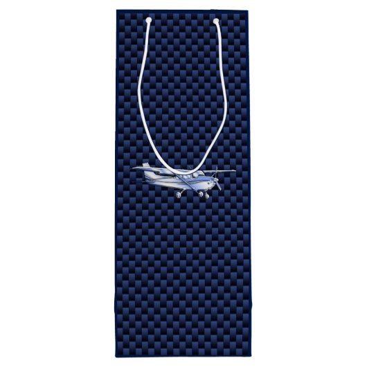 航空機用クラシッククロムセスナ飛んでいる炭素繊維 ワインギフトバッグ (裏面)