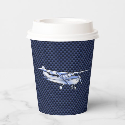航空機用クラシッククロムセスナ飛んでいる炭素繊維 紙コップ (裏面)