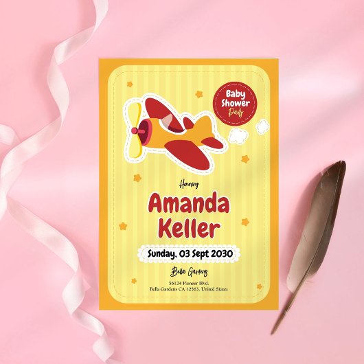 航空機用ベビーシャワー招待状 招待状