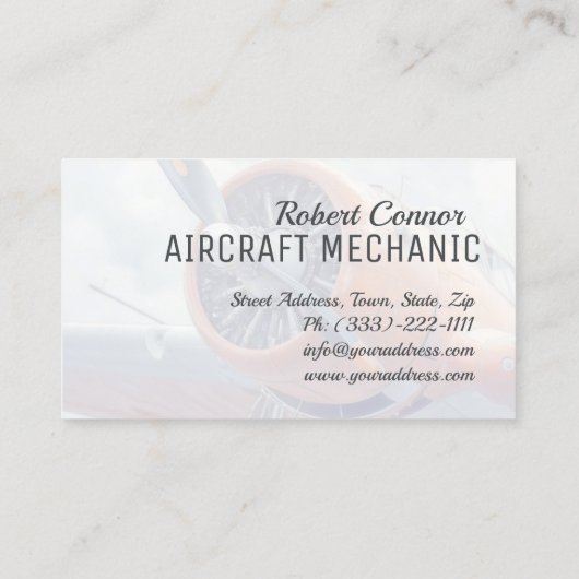 航空機用発動機整備士ヴィンテージ飛行機 名刺 (裏面)