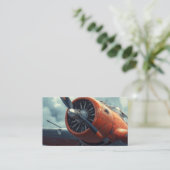 航空機用発動機整備士ヴィンテージ飛行機 名刺 (スタンド正面)