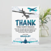 航空機航空任意の年齢の誕生日パーティー サンキューカード (スタンド正面)