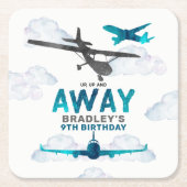 航空機航空任意の年齢の誕生日パーティー スクエアペーパーコースター (正面)