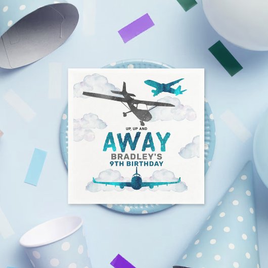 航空機航空任意の年齢の誕生日パーティー スタンダードカクテルナプキン
